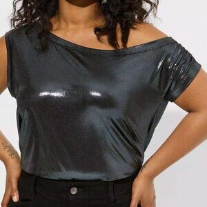 TORRID LIQUID SHINE OFF SHOULDER TOP Plus Size: 2